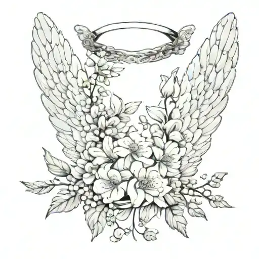 Angel Wings With Flowers