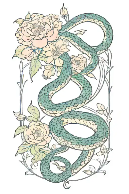 Snake And Flowers