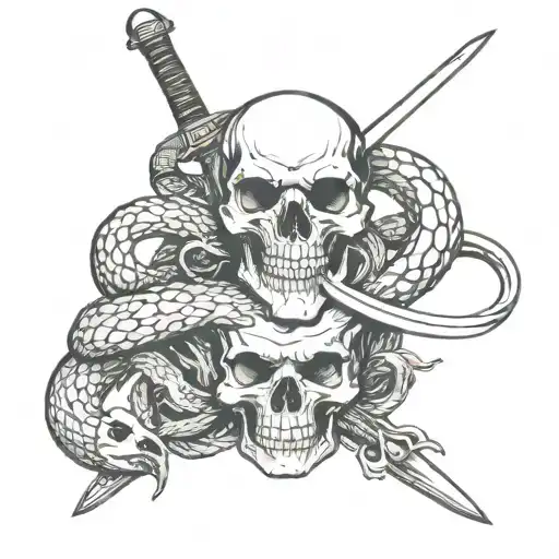 Skull And Snake And Sword