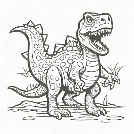 Dinosaur Outline Cartoon
