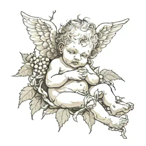 Cherub Baby With Thorns Wrapped