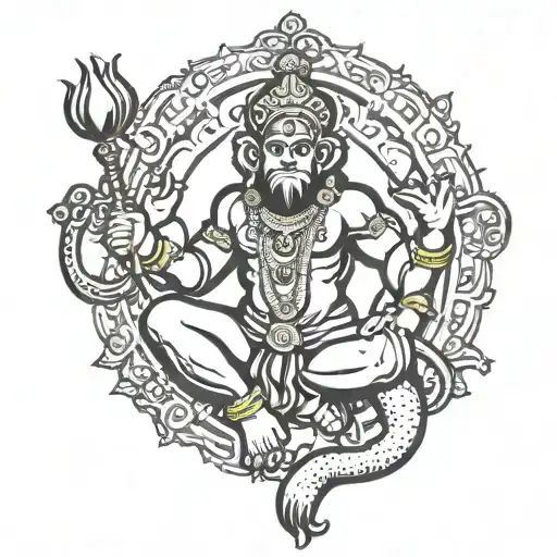 Hanuman Ji Tattoo With Scorpio Zodiac Sign