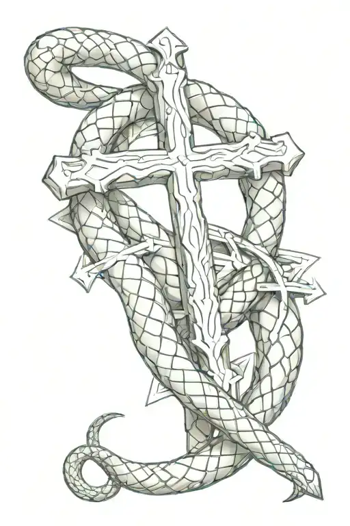 Cross And Snake Wrapped