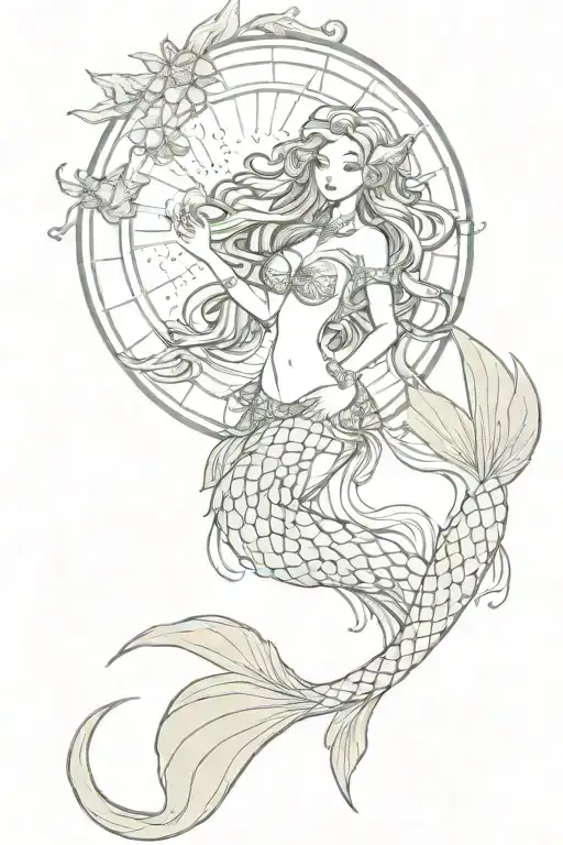 Mother Of Sun And Moon Combined With Mermaid