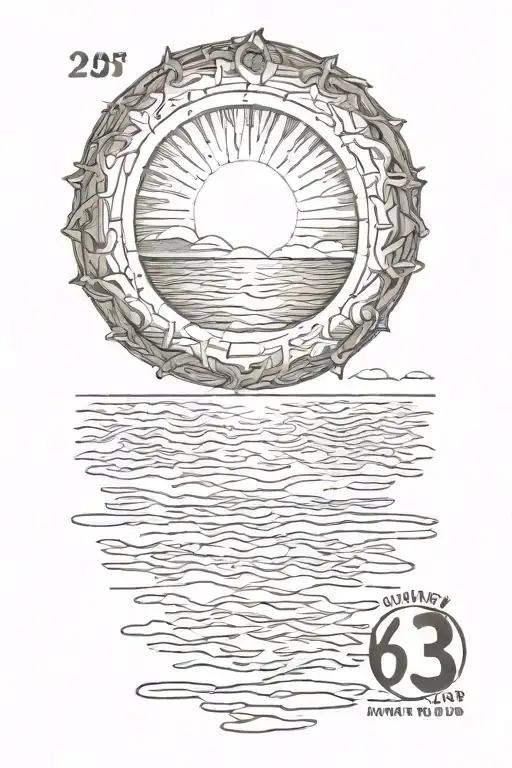 Sun Setting On Water With A Date Of 6-7-23