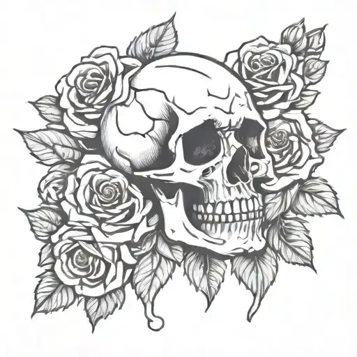 Crying Evil Sad Thought Provoking Skull Rose