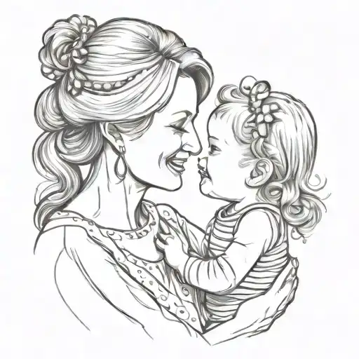 Mom With Her Little Daughter Looking At Each Other