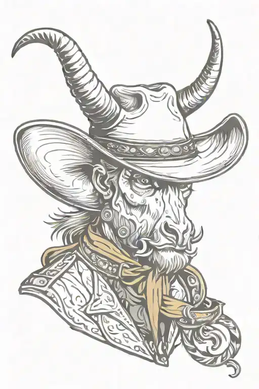 Long Horn With Cowboy Hat