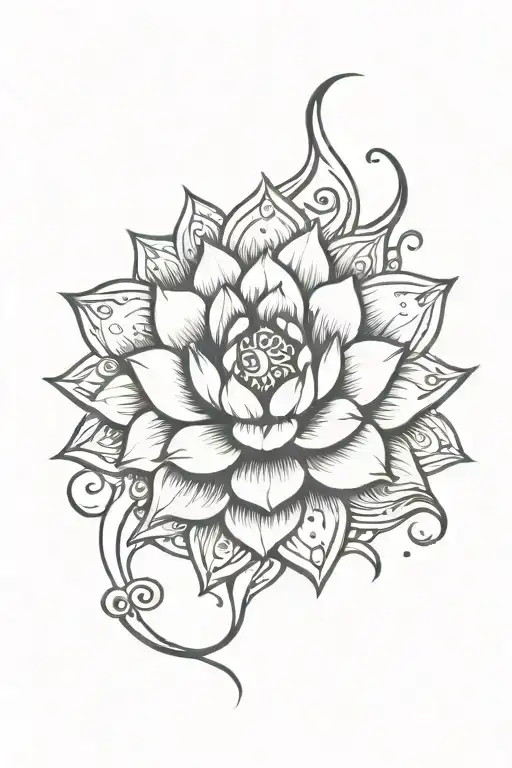 Lotus Moon Unalome Om Symbol Spine