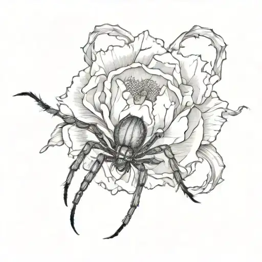 Spider With Poppy And Gladiolus Flower Body Shaped Like