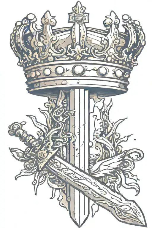 Crown On Top Of A Sword Going Through The Skin