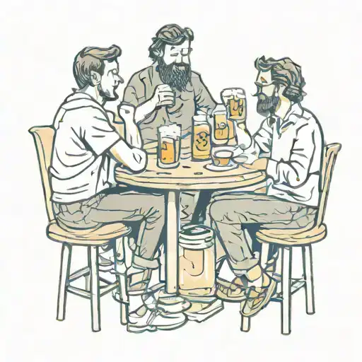 Beer And Friends Sitting