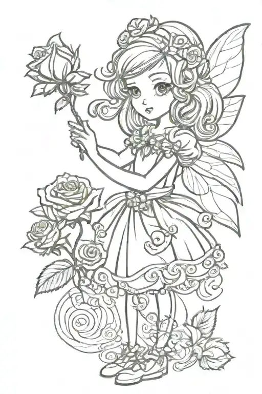Bubblegum Fairy Princess Holding A Rose Growing