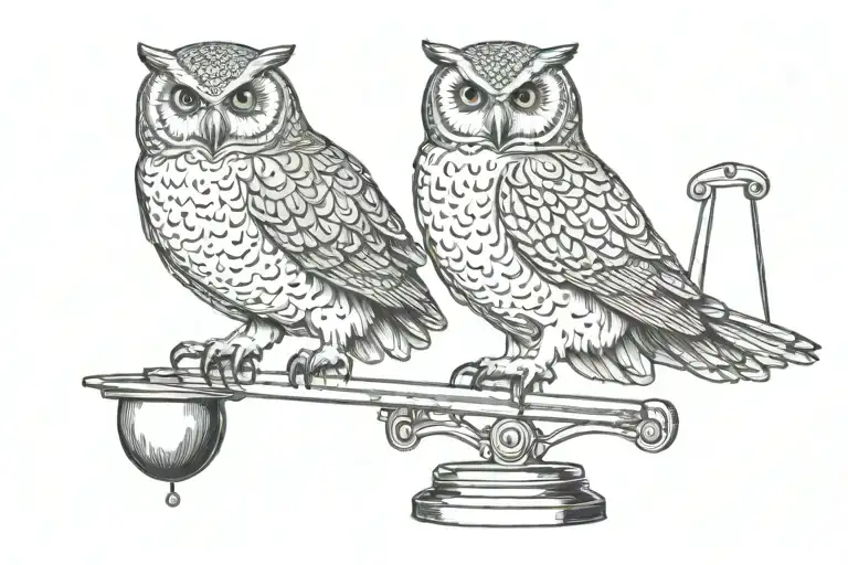 Owl Perched Atop Scales