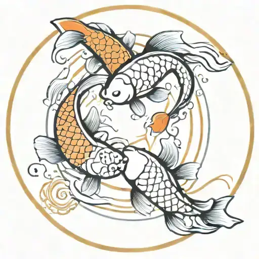 Koi Fish Yin Yang Swimming In A Circle