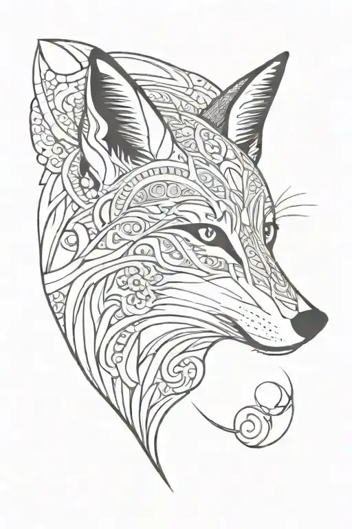 Fox And Ornamental With Sun Moon