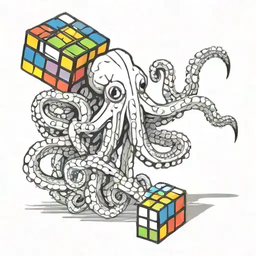 Octopus Tentacles Around Rubiks Cube Cute