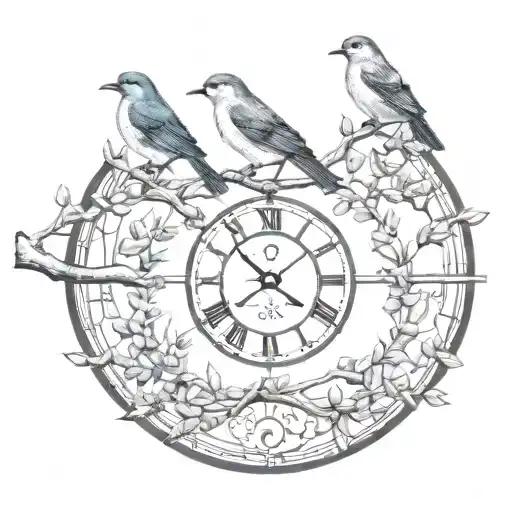 Birds On A Branch And Roman Numerals Through The Middle