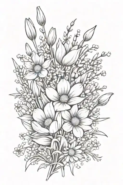 Daisy And Tulip Bouquet With Baby's Breath Flowers