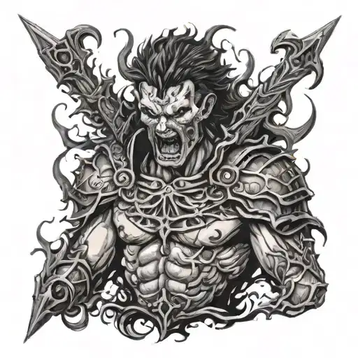 A Hauntingly Beautiful Portrait Of A Berserk Character Intertwined With Body Horror Elements