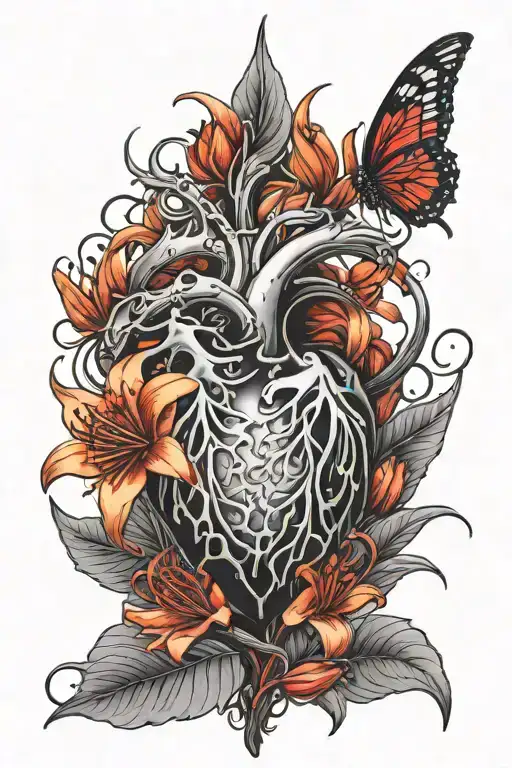 Heart With Two Daggers Black And Red Spider Lily