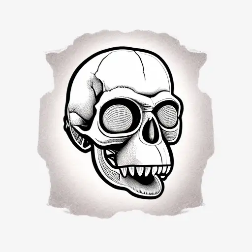 Australopithecus Monkey Alike Enlongated Jaw Skull 45 Degree Angle To A Side