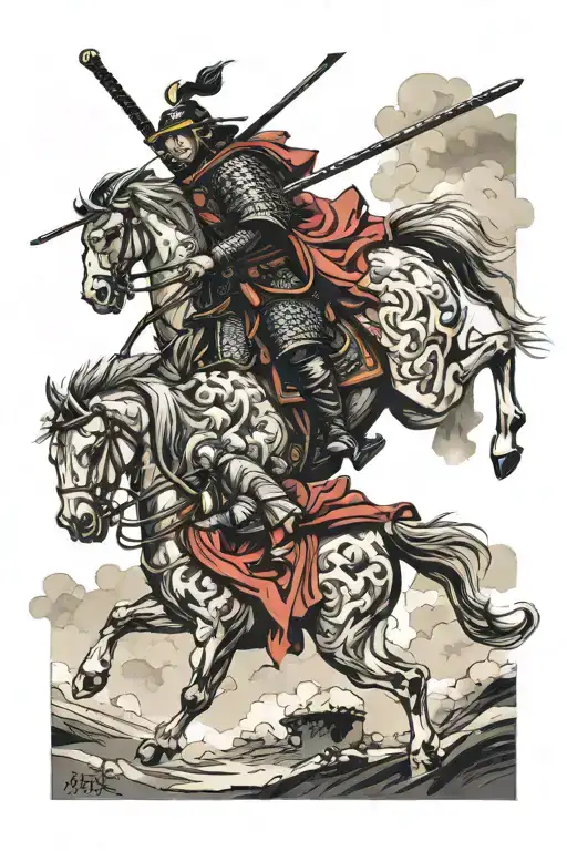 Samurai Leaving Battlefield Where All His Comrades Died