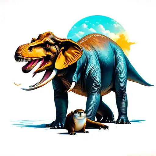 Allosaurus Elephant And Otter