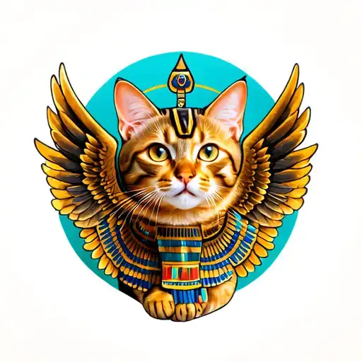 Ginger Tabby Cat With Egyptian Wings