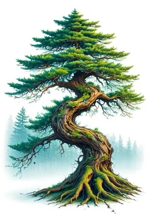 Evergreen Tree Intertwined