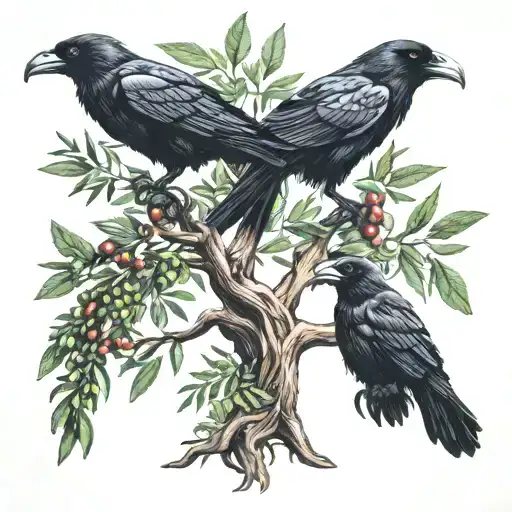 Olive Tree Vegvisir Two Ravens