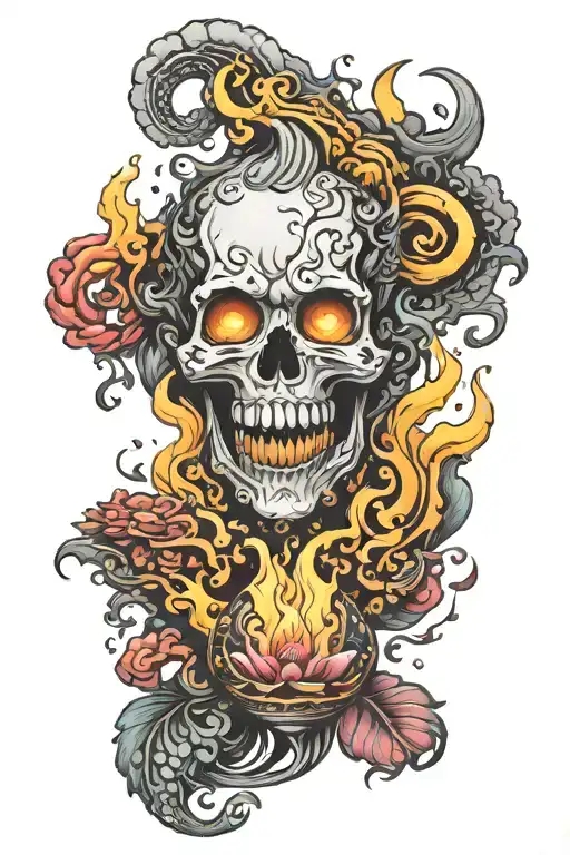 Colorful Bhuo With A Full Color Fire Lamp And Black An Whit