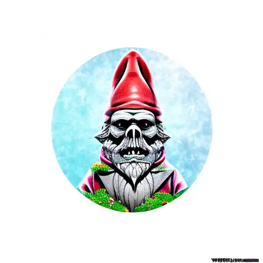 Psychopathic Garden Gnome Holding Knife And Gun