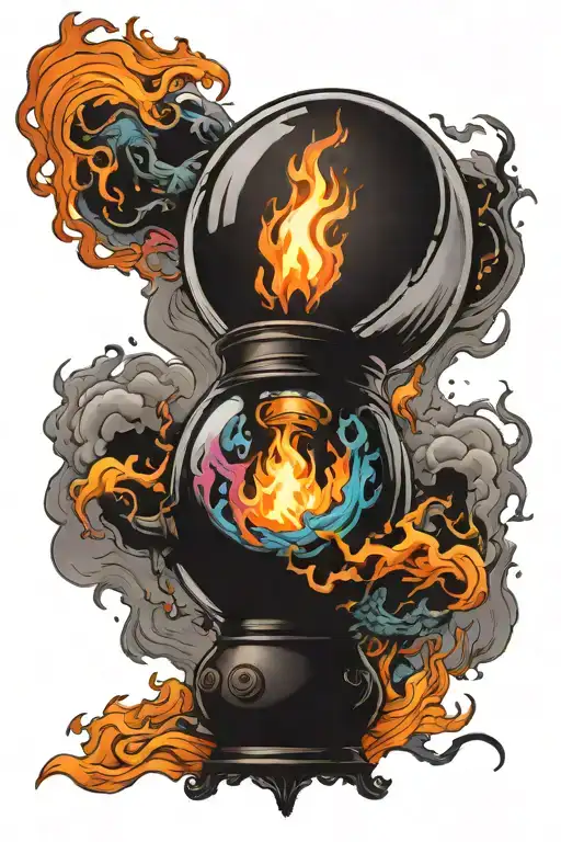 Colorful Buo With A Full Color And Black And White Fire Lamp