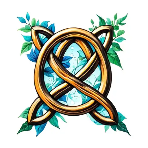 Trinity Knot Design Incorporating Elements Of Nature