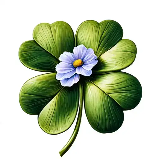 Four Leaf Clover With Birth Flower