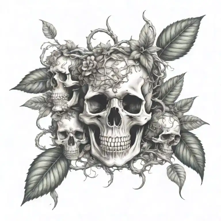 Poisonous Plants Intertwined With Vines And Skulls In A Rainforest Setting