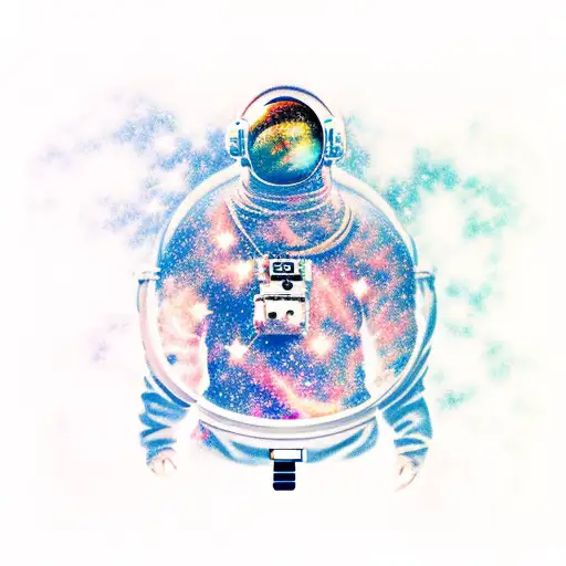 Astronaut Meditating In Space With Galaxy Behind