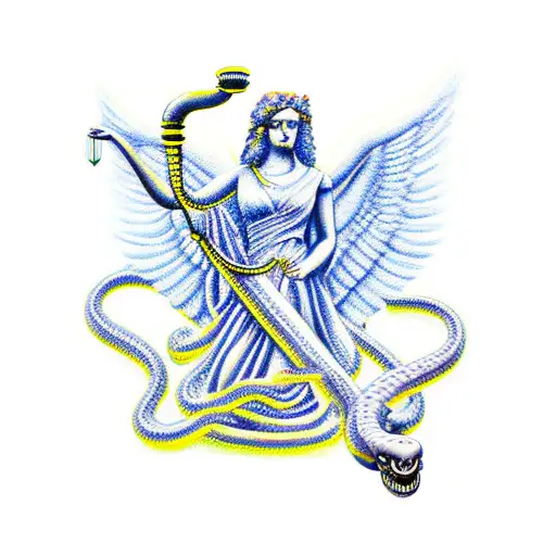 Lady Justice And Caduceus Snake