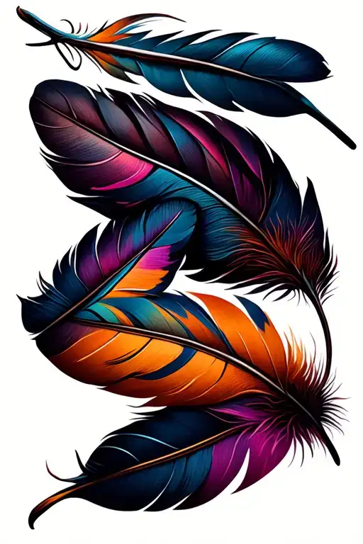 Feathers In Nature Inspired Tattoo Design Incorporating