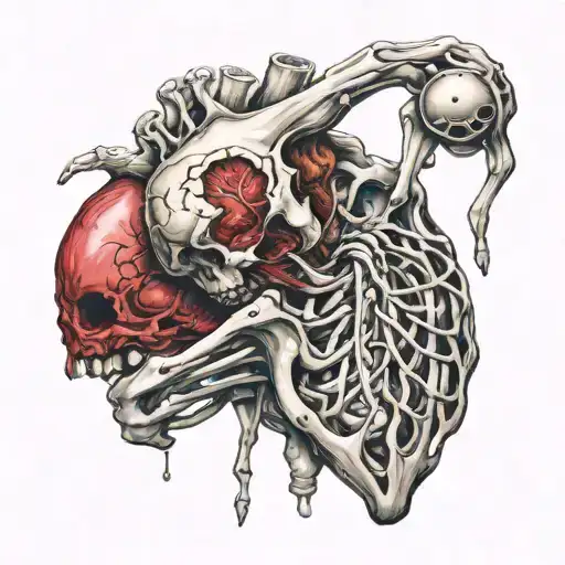 Human Heart Being Sucked Of Its Life By The Hand Of A Skeleton