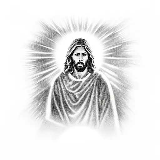 A Realistic Portrait Of Jesus Of Nazareth Surrounded By A Halo Of Sunlight
