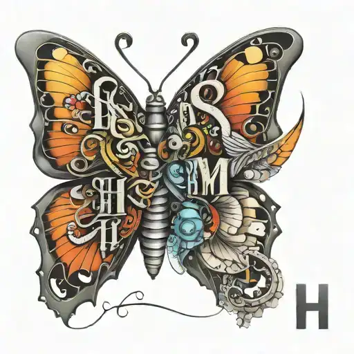 Butterfly With Letters H Y M Inside De Wings Abstract