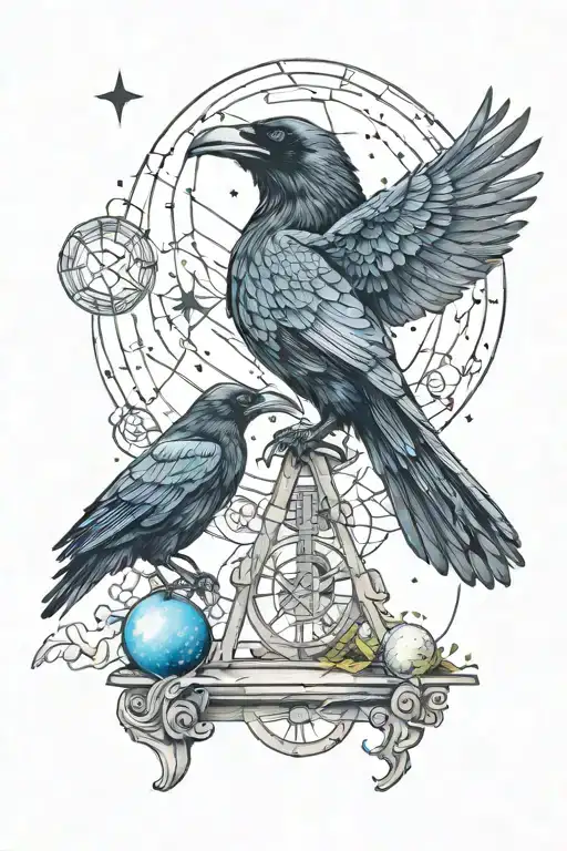 Raven Perched Dna And God Reaching Towards The Stars
