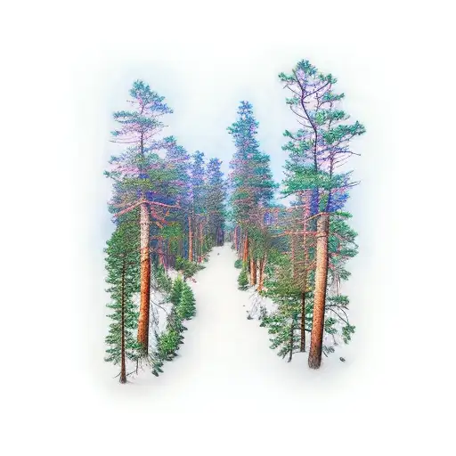 Out Line Of North Carolina Filled In With Pine Trees