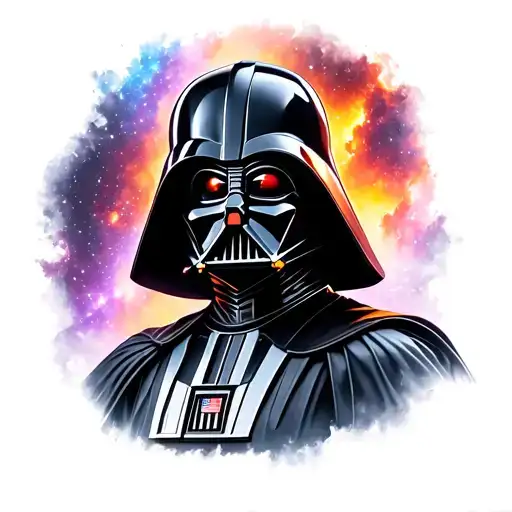 Darth Vader With Galaxy Back Ground And Simbelmyne