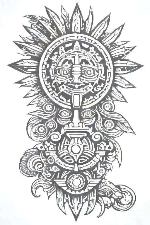 Incas Totem With Sun