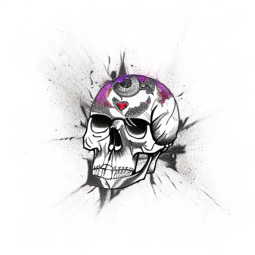 Raven Gothic Black Skull Tatto Design