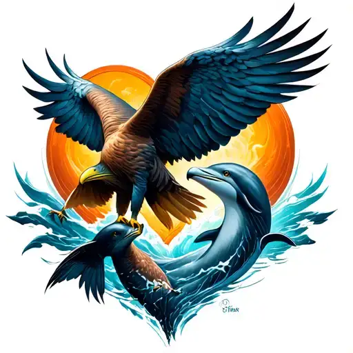 Hawk And Dolphin Forming Heart