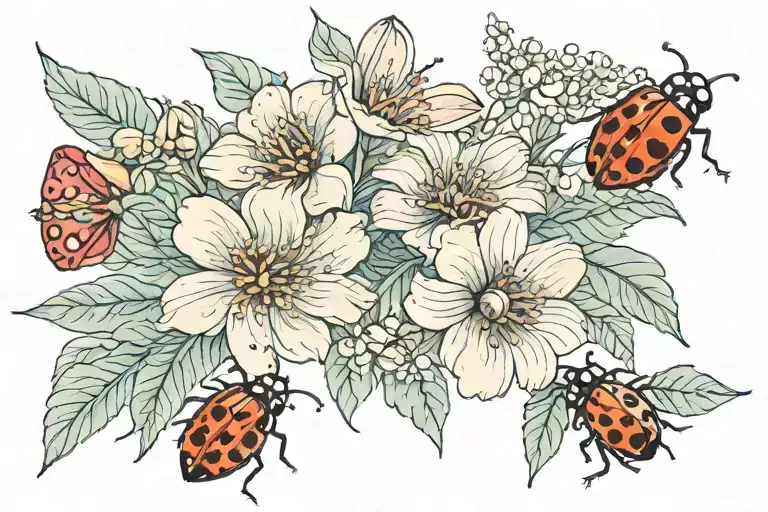 Really Pretty Flowers With Lady Bugs